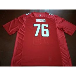 Men Rutgers Scarlet Knight ROSSO #76 real Full embroidery College Jersey Size S-4XL or custom any name or number jersey