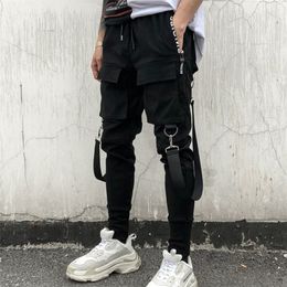 Men Cargo Pant Side Pockets Pencil Hip Hop Patchwork Ripped Harajuku Sweatpants Casual Jogger Men Trousers Pantalones LJ200827