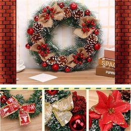 2021 Christmas Front Door Hang With Pine Needles Pumpkin Hanging Decor Handmade Wreath Rattan Pendant Garland #CO Y201020