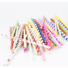 Colorful Drinking Paper Straws Biodegradable Baby Shower Boy Decoration For Candy Bar Birthday Party Christmas Decorations Kids Adult