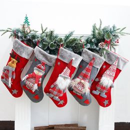 Christmas Stocking Pendant Doll Santa Clause Elk Boots Gift Bag Candy Socks Christmas Tree Ornament Home Decor 5 Designs YG710