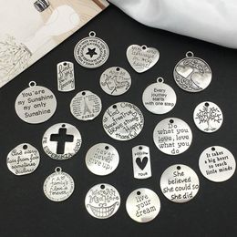 20pcs/pack Round Letter Diy Necklace Pendants Gold Silver Letter Diy Charms Jewellery Making Components Wholesale Price