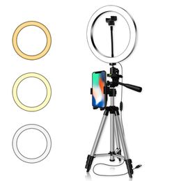 16/20/26CM Photography Dimmable LED Selfie Ring Light Youtube Video Live 5500k Photo Studio Light With Phone Holder USB Plug