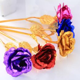 Golden Foil Trim Rose Flower Long Stem Love Stand Rose Holder Base For Valentine Day Mother Day Birthday LX4538