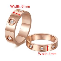 Luxury Jewelry Lover Ring Women's Titanium Steel CZ Diamond Men's Wedding Gift Women's Engagement Ring Box 1 Hanging Mail