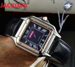Top quality nice model Luxury Square Roman Designer Watches 40mm Genuine Leather Waterproof Watch Men relogio masculino Classic Quartz Battery Wristwatches Clock