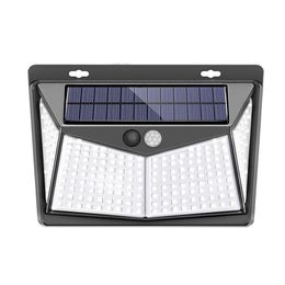 208LED Solar Light Wall Lamp PIR Motion Sensor Light IP65 Water-resistant Outdoor Lighting Security Light for Pathway Yard Garden Courtyard