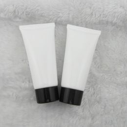 50 ml 50pcs white plastic tube ,lotion cream emulsion cosmetic tube ,packaging materials bottles with black screw cap