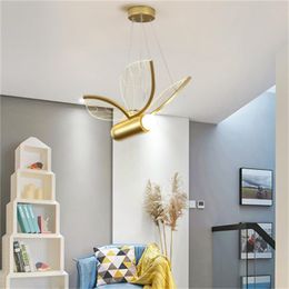 Modern led butterfly chandelier lighting golden light luxury bedroom pendant lights warm creative personality pendant lamps