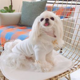 Cotton Dog T-shirt Autumn Winter Dog Clothes Cat Chihuahua Yorkshire Pomeranian maltese Dog Clothing Puppy Costume Pet Outfit 201114