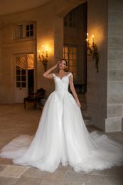 2021 Plus Size Mermaid Wedding Dresses with Detachable Train Sheer Neck Appliqued Lace Bridal Gowns robes de mariee290s