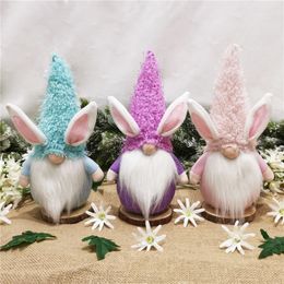 Easter Bunny Gnome Blue Pink Rose Red Swedish Tomte Rabbit Plush Toys Faceless Bunny Dwarf Doll Easter Kids Gift