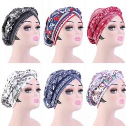 Women's new Fashion Turban Indian Style Head Wrap Cap Hat Hair Cover Headband various print design hair accessories hijab
