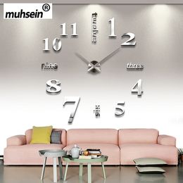 2020 muhsein New Super Big DIY Wall Clock Acrylic Metal Mirror Wall Clock Super Digital Watches Clocks Decorate Free shipping Y200109