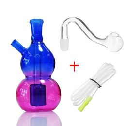 3.5 inch Height Colourful Gourd shape Whole Set Glassware Hookah smoking Glass Burner Bubbler Bottle with 10mm Oil Bowls Percolater Bubbler Water Pipes Tobacco Bowl