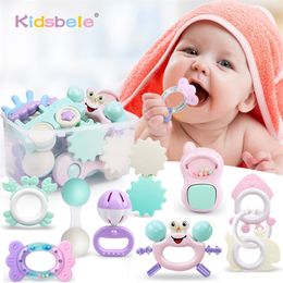 Baby Rattle Toys 0-12 Months Jingle Shaking Bell Infant Toys For Newborns Baby Rattles Teether Grip Handbell Toddler Toys 201224