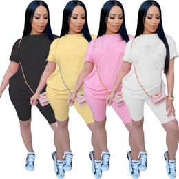 Women designer tracksuit short sleeve shorts outfits 2 piece set sportswear brand sport suit new hot selling summer women clothes klw3625