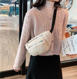 Fashion Plush Waist Belt Bag for Women Fanny Money Pouch Shoulder Messenger Autumn Winter Zipper Casual Crossbody Pack