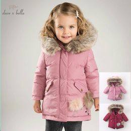 DB6098 dave bella winter baby girls down jacket children 90% white duck down padded coat kids hooded outerwear LJ201120