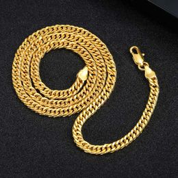 Hot style High Quality Hip-hop 18K Gold Plated 4MM Flat Copper Chain Necklace