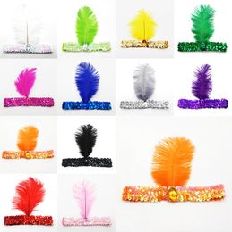 Party Masks Ostrich hair Sequin diamond Feather Headband Indian feathers headdress wholesale multicolor. Available for new year. Christmas mask