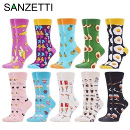 SANZETTI New Women's Socks Funny Colorful Combed Cotton Home Comfortable Donut Ice Cream Fresh Fairy Wedding Gift Party Socks 201109