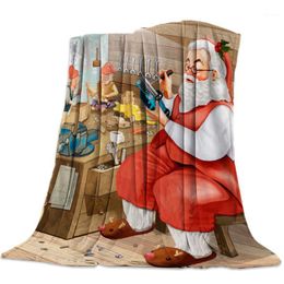 Blankets Christmas Santa Claus Gift Making Dwarf Throw Blanket Warm Microfiber Bedroom Sofa Supplies For Beds