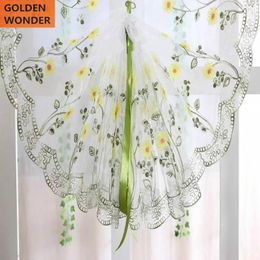 Elegant White Balloon Curtain Yellow and Puple Daisy Screen Panels For Kitchen Coffee Curtains Living Room1