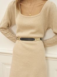 Women Square Collar Knitted Dress New Autumn and Winter Long Sleeve Retro Female Knee-Length Dresses Slim Knitwear 201125