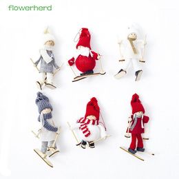 Party Decoration 6pcs Creative Xmas Hanging Doll With Sled Christmas Tree Decorations Children Toys Pendant Gifts Home Decorations1