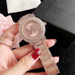 Elegant woman Lady Girl Diamond Crystal Big Letters Style Metal Steel Band Quartz Wrist Watch Brand gift charming grace durable highly quality