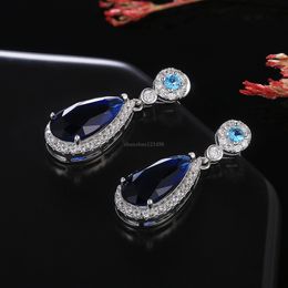 New Cubic Zirconia water drop earrings women Diamond earrings dangle engagement wedding ear rings fashion jewelry will and sandy gift