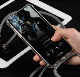 Cord Neck Strap Phone Collar Clear flexible Soft TPU Case for iPhone 12 Mini 12 Pro MAX 11 Pro iPhone X XS XR iPhone 7 8 Plus SE 2020