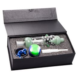 CSYC NC016 Smoking Pipe Bong Gift Box 14mm Ceramic Quartz Nail Clip Dabber Dish OD 32mm Birdcage Perc About 8.03 Inches Dab Rig Glass Water Pipes