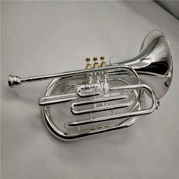 High Quality MARGEWATE Marching Baritone Horn Bb Tune Sliver Plated Professional Musical Instrument With Case Free Shipping