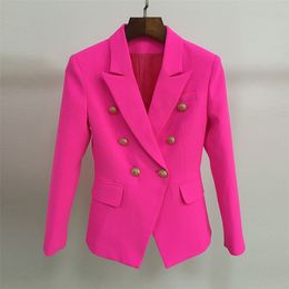 EXCELLENT QUALITY New Fashion Designer Stylish Blazer For Women Ladies Lion Buttons Double Breasted Career Blazer Jacket 201023
