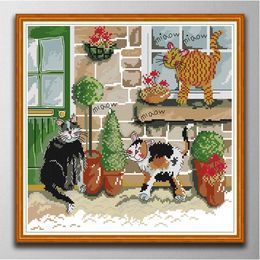 Meow Handmade Cross Stitch Craft Tools Embroidery Needlework sets counted print on canvas DMC 14CT /11CT