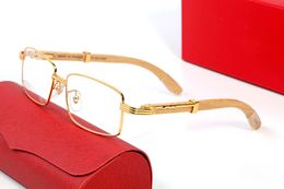 Holz-Sonnenbrille für Damen und Herren, Büffelhorn-Brille, modische Herren-Designer-Sonnenbrille, Gold-Silber-Metall-Bambusrahmen, Brille mit Boxen