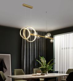 Dining Living Room LED Chandelier Black Or Gold Modern Simple Glass Ball Pendant Lamp Restaurant Bar Coffee Long Hanging Light