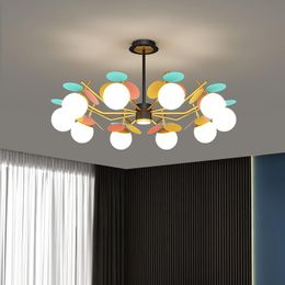 Chandeliers Nordic Modern LED Chandelier For Bedroom Living Room Hall Black Golden Glass Ball Ceiling Light Lamp Indoor Lighting Fixture