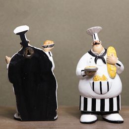 VILEAD 26cm 2Pcs/Set Resin Wall Hanging Chef Figurines Vintage Creative Ornaments For Home Christmas Decoration Supplies Gifts 201204