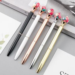 Ballpoint Pens Fashion Beautiful Flower Metal Roller Ball Pen For Lady Girl Gift Business Writing Office Supplies1