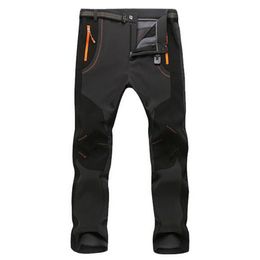 Winter Warm Cargo Stretch Pants Men Women Casual Fleece Snow Pants Waterproof Soft Shell Trousers Male Tactical Work Pants 5XL LJ201007