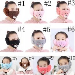 2 in 1 Adult and Kids Face Masks Carttoon Animals Designs Mouth Muffle Dustproof Face Mask Outdoor Winter Warm Windproof Half Mask ZZC3737