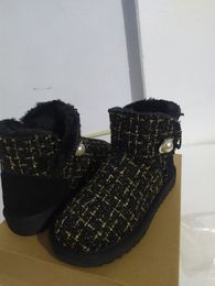 Winter Women Children Baby Snow boots Fashion Short Ankle Boots Rivet keep warm shoes boot EU21-44