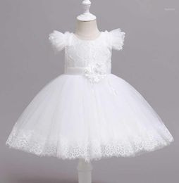 Girl's Dresses 2022 Flower Lace One-Year-Old Baby Girl Dress Cute Princess Birthday Catwalk Wedding Bow