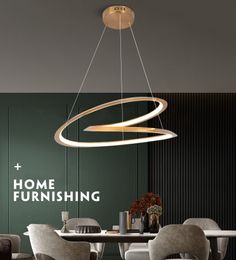 Light luxury special-shaped dining room chandelier Nordic minimalist living room chandelier home atmospheric creative art round led lamps