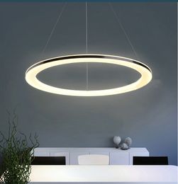 Stainless steel Modern Home LED For Living Room Bedroom Dining Room kitchen Circle Frame lustre LED Chandeliers AC