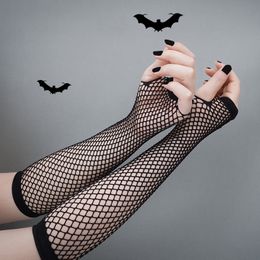 New Stylish Long Black Fishnet Gloves Womens Fingerless Glove Girls Dance Gothic Punk Rock Costume Fancy Gloves