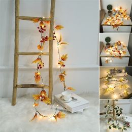 2M 20LED Xmas Thanks Giving Decor Leaves Halloween Fall Berry Party Maple Leaves String Light Christmas String Light Maple Q30 Y201020